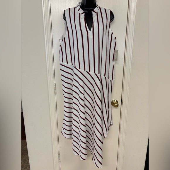 Chico's Dresses & Skirts - Chico's White and Burgundy Striped Midi Dress